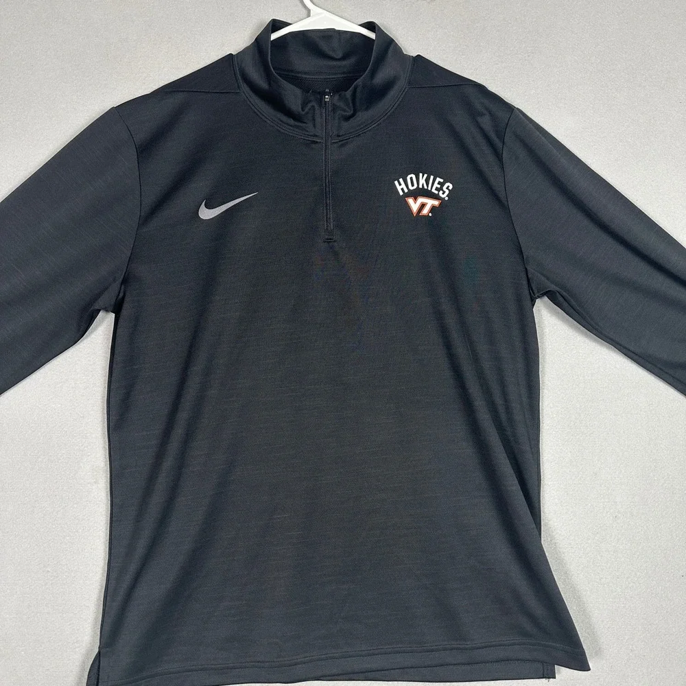 Virginia Tech Hokies Nike Shirt Mens Large Dri-FIT Black Quarter Zip Pullover